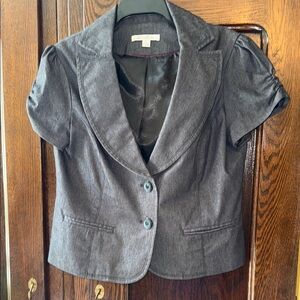 Katherine Barclay Black Denim Cropped Short Sleeve Blazer